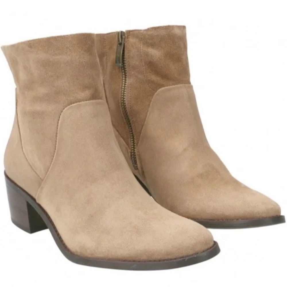 Paul Green NWT Nicole Bootie Antelope Beige Soft Suede Ankle Side Zip Size 10.5 - Picture 2 of 11